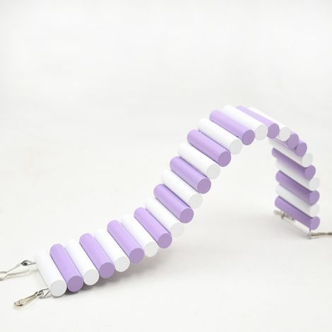 Pont en arc de Hamster en bois pliable, échelle d'escalade colorée pour petits animaux, pour Hamsters, souris, lapins, violet et blanc, 6x50cm/2.4x20.0in (1/5)