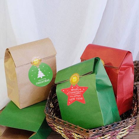 Packung mit 100 roten Weihnachtsetiketten zum Backen, Dekorieren des Weihnachtsbaums und zum Aufhängen von Grußkarten (1/5)