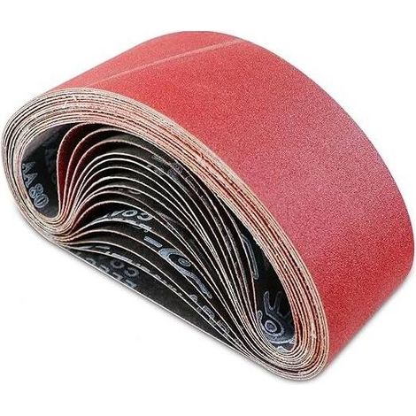 Bande abrasive 75 x 533 mm – Lot de 15 bandes – Assortiment grains 60/80/120/180/240 – Pour ponceuses à bande – Revêtement anti-colmatage (1/5)