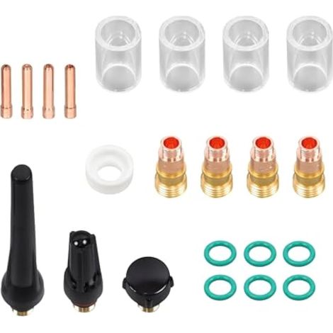 Kit de soudeur TIG professionnel 22 pièces – Lentille à gaz trapue et tasses en verre transparent pour WP-17/18/26 – Stabilité et visibilité améliorées de l'arc (1/5)