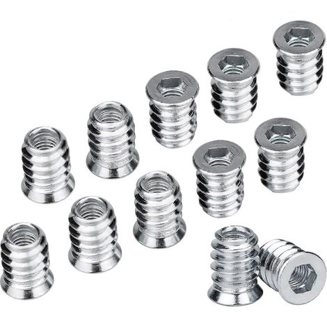 100 vis à tête fraisée, douilles de vis professionnelles, kit d'assortiment de vis M6 x 15 mm, insert fileté hexagonal pour meubles (1/4)