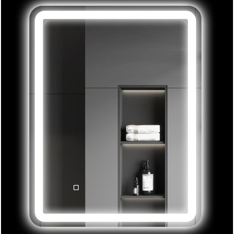 LED-Badezimmerspiegel 70 x 90 cm, Touch, Anti-Beschlag, dimmbar, silber OKMYHOME (1/5)