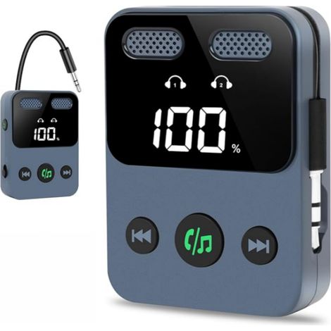 2-en-1 Adaptateur Bluetooth Avion,Adaptateur Bluetooth pour TV Basses sans Perte,Récepteur Bluetooth Jack 3.5mm AUX avec écran LCD pour TV/Avion/Voiture/écouteurs (1/5)