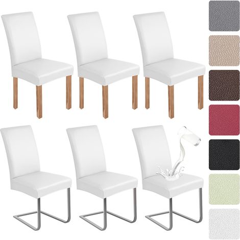 Lot de 6 housses de chaise en cuir synthétique blanc (1/5)
