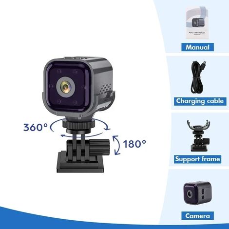(Carte non incluse) Mini caméra WiFi haute définition 1080p, faible consommation d'énergie, longue autonomie en veille, vision nocturne. (1/5)