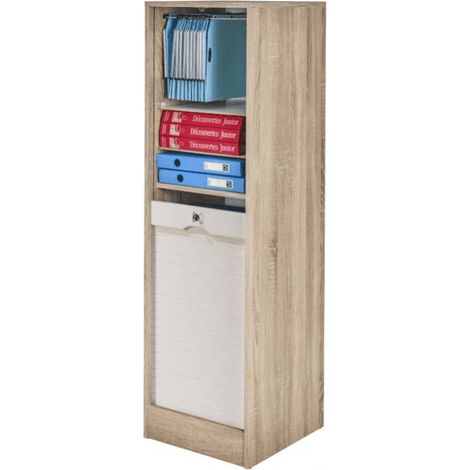 Classeur à rideau chêne clair et blanc Office 140cm (1/3)