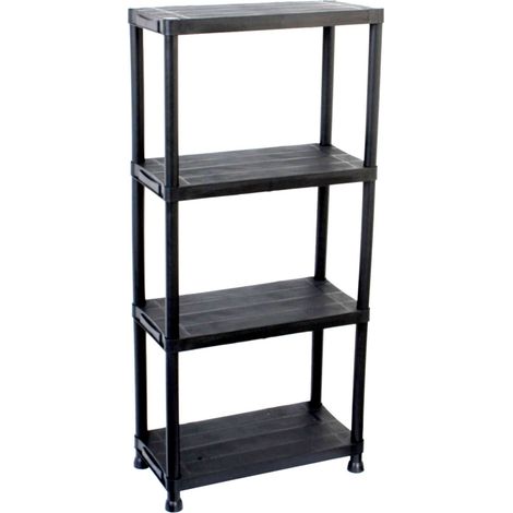 Oypla 4 Tier Black Plastic Heavy Duty Shelving Racking Storage Unit (1/5)