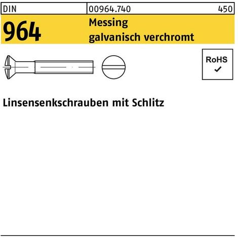 Linsensenkschraube ISO 2010 Schlitz M6x60 Messing galv. verchromt 100St.