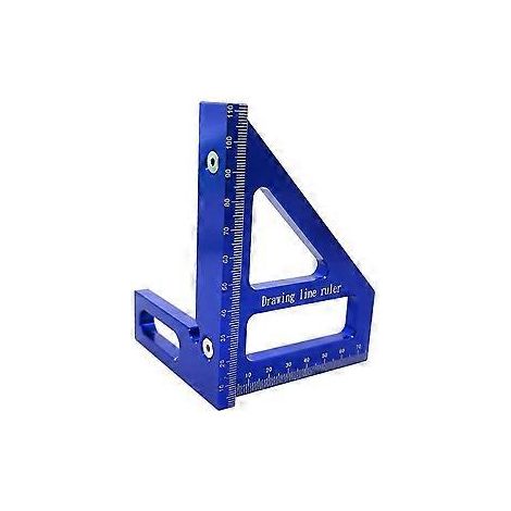 Winkelmesser aus Aluminiumlegierung, 45/90 Grad, 3D-T-Lineal, Messwerkzeug für Holzbearbeitung, blau