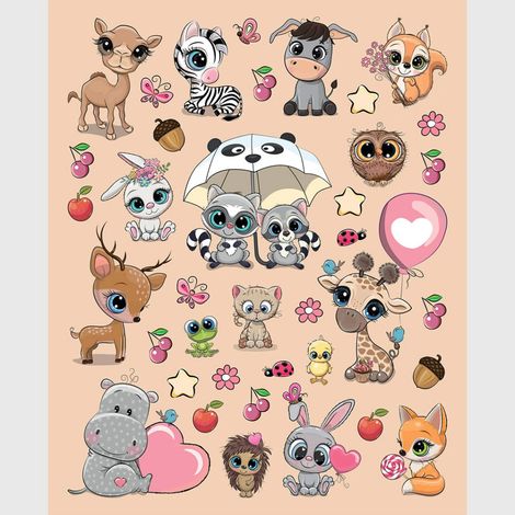 Sticker - Couple de girafes mignon - 14x20 cm (1/4)