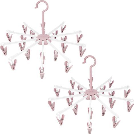 2 Pièces Etendoir Chaussette, Sechoir Chaussette Pliable, Pieuvre Linge peut être Utilisé pour Sécher Chaussettes, Sous Vêtements, Vêtements Légers (Rose) (1/5)