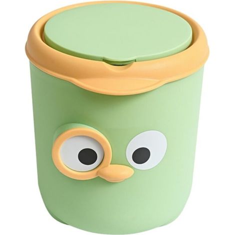 [NEVER USED] Mini office trash can - Mini green trash can with cute hinged lid - For children - Mini car trash can - Wastepaper basket