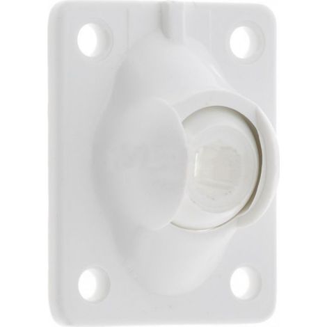 Guida a snodo sferico per uscita cassonetto serranda avvolgibile – piastra di montaggio 51x41 mm – rotazione a 45° – poliammide bianca – uscita esagonale da 7 mm e quadrata da 6 mm (1/4)