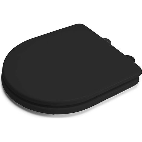 Croydex D-Shaped Soft Close Toilet Seat with Flexi-Fix Adhesive Hinges - Black (1/5)