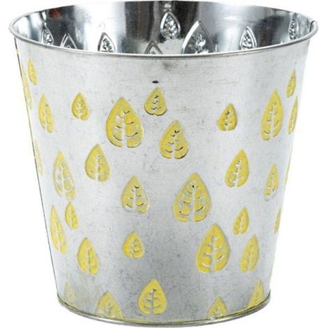 Seau à fleurs Vintage en métal, Vase à fleurs de-Grand jaune (1/5)