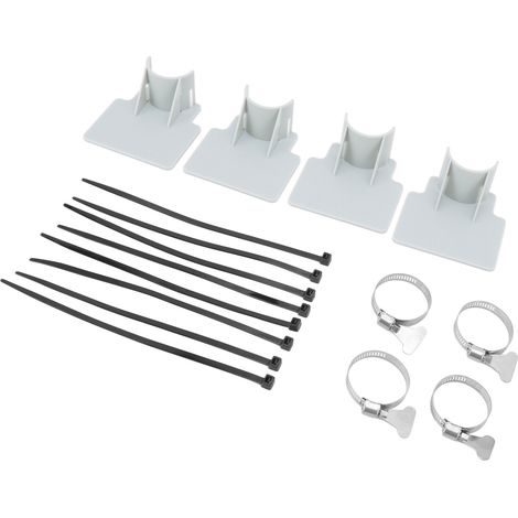4 kits supports de tuyau de piscine antidérapants avec colliers de serrage en acier inoxydable, fixations pour tuyau gris (1/5)