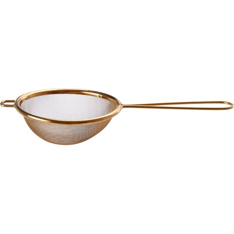 Premier Housewares Tea Strainer Gold Sieve Fine Mesh Round Stainless Steel Durable Kitchen Sieve For Daily Use Rice Sieve With Tapered Handle 8 x 3 x 18