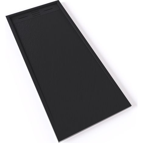 HIEMAL Receveur de douche 70 x 160 cm résine Noir aspect ardoise + bonde incluse - Salle de bain