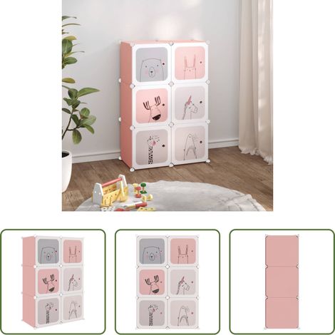 Rangement enfants -  Armoire de rangement pour enfants avec 6 cubes Rose PP (1/5)
