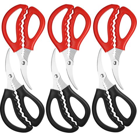 Ciseaux de cuisine multifonctionnels en acier inoxydable pour fruits de mer, outil à peler les fruits de mer (6 types, noir et rouge) (1/3)