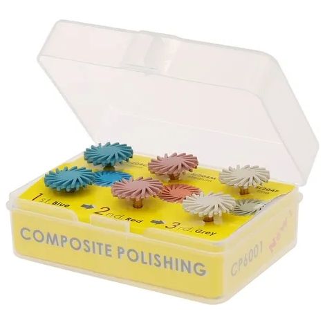 Kit de polissage Ywbl-Wh de 6 disques en résine composite dentaire mixte, fraises à brosse spirale et boîte de rangement en plastique (1/5)