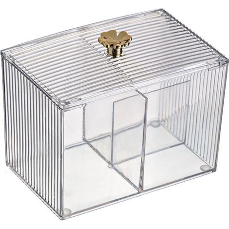 Boîte de rangement pour cotons-tiges, distributeur de cotons-tiges de salle de bain, boîte divisée pour cotons-tiges (1/5)