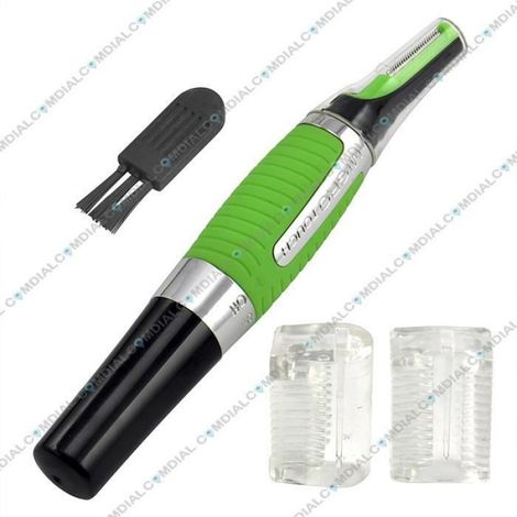 Tondeuse De Toilettage - Pour Nez Barbes Et Oreilles - Fonctionnement Sur Piles - Autonomie 60 Min - Couleur Verte - 1 Piece