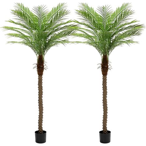 210 cm Palmier Artificiel Palmiers Artificiels Hauts avec 15 Feuilles Réglables Faux Palmiers pour Terrasse Extérieure Piscine Bureau à Domicile Salon Jardin (2 Pièce, 210cm) (1/5)