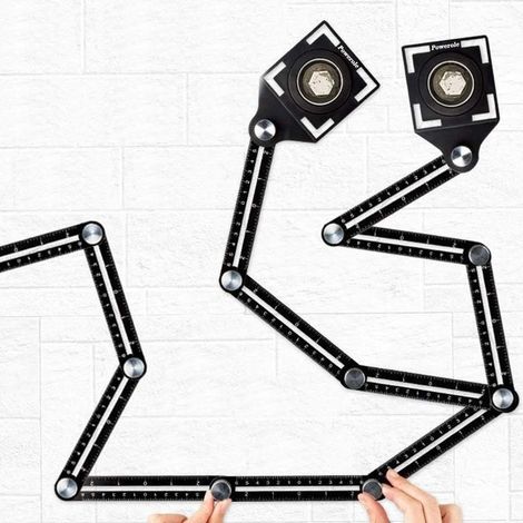 QAZQA Règle de mesure multi-angle,outil de gabarit d'angle Outil de mesure de pliage multi-gabarit, règle pliante à 6 faces et localisateur de poinçon pour carreaux de céramique bricolage (1/5)