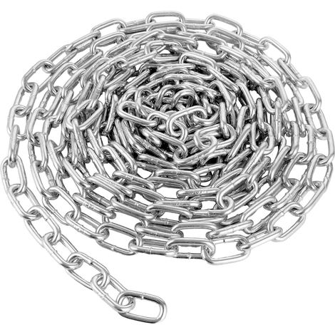 Chaine Acier, Chainette Metal Robustes 6m Ø 6mm, Chaîne Acier Galvanisé pour Corde à Linge, Décoration DIY, Plantes Suspendues, Antivol De Vélo (1/5)