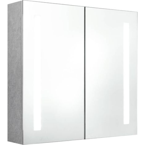 Maison Exclusive - LED-Bad-Spiegelschrank Betongrau 62x14x60 cm