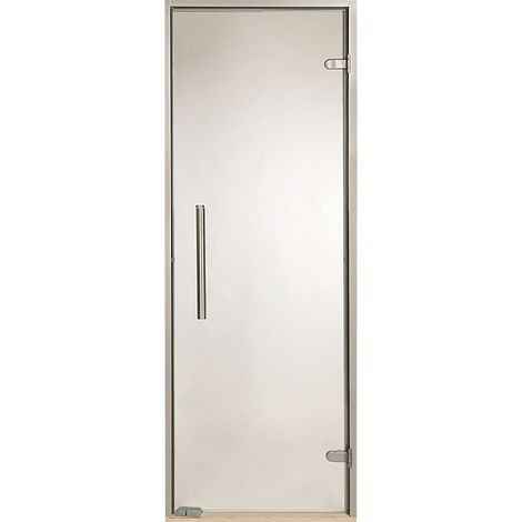 Porte 80 x 190 cm pour Hammam opaque blanc cadre en aluminium verre 8mm sécurit desineo