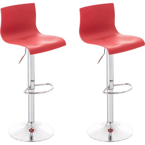 Set 2 sgabelli bar design classico altezza regolabile in plastica rossa e metallo cromato 100000686