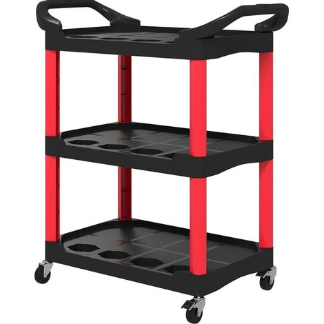 Carrello da officina a 3 livelli in plastica nera HOMVRA (1/5)
