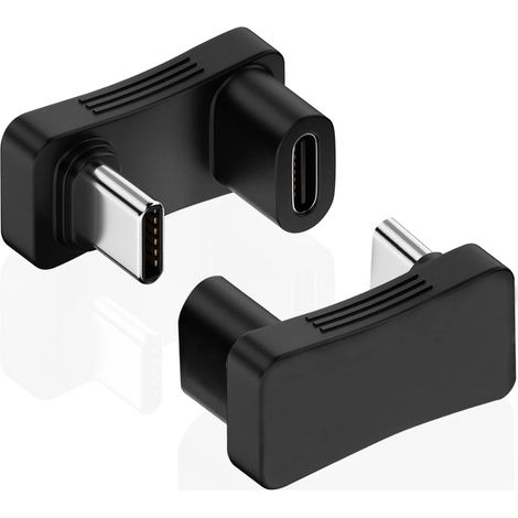 USB-C-Adapter, 180-Grad-Winkel, 2er-Pack, 180° U-Form, Stecker auf Buchse, 10 Gbit/s PD, 100 W, Adapter, kompatibel mit Steam Deck, Switch, Laptop, Tablet, Telefon und weiteren Typ-C-Geräten (1/5)