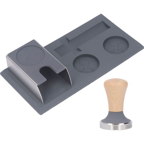 Graue Silikon-Kaffee-Tampermatte, Eckmatte für Kaffeezubehör, Tampermatte mit 58-mm-Tamper (1/5)