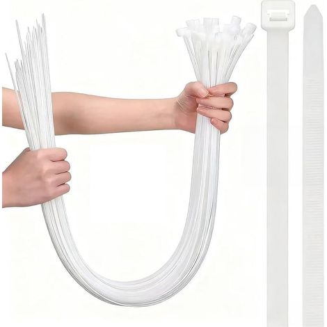 Colliers De Serrage En Plastique Extra Larges 100 Pcs 450 Mm X 10 Mm, Pour Câbles Larges Géants, Épais, Solides, Résistants (1/5)