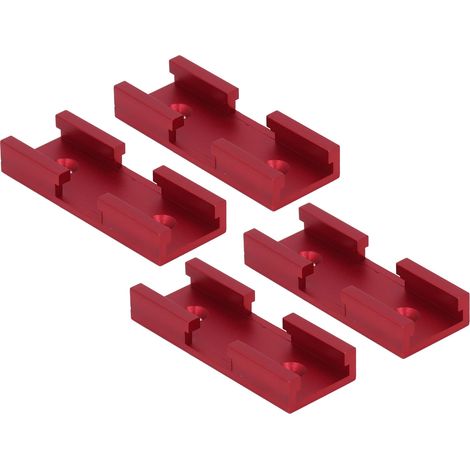 Kit de 4 pièces pour menuisier : raccord de croisement en alliage d'aluminium pour rail en T, connecteur transversal rouge pour bois (1/5)
