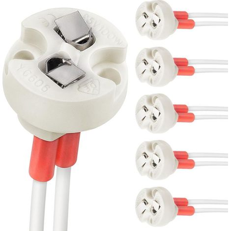 Base per lampadine Bi-Pin, G4, GU5.3, G6.35, GY6.35, GX5.3 MR16, GZ4 MR11, supporto in ceramica per lampade alogene o ad incandescenza (6 pezzi) (1/5)
