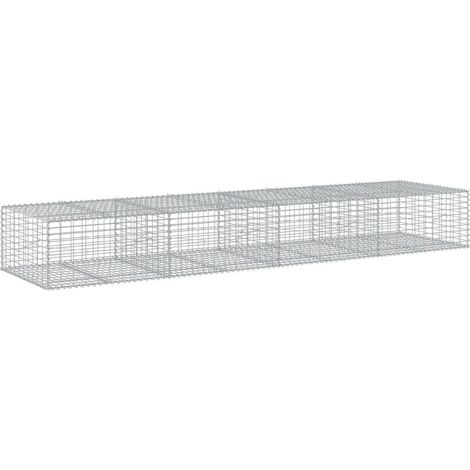 Gabbione a cesto recinto muro di contenimento con coperchio 400 x 100 x 50 cm ferro zincato argento 020040162