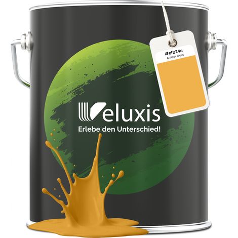 Wandfarbe Gold Gelb Beige Matt Innenfarbe – Deckkraft Klasse 1, VOC-frei, Ohne Grundierung, Tropfarm – Wohnzimmer & Schlafzimmer – 5L – Veluxis (Amber Gold)