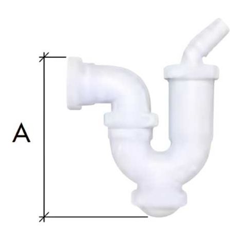 Sifón Curvo Salida Horizontal Toma Lavadora 1"1/2 40 Ø 160 Altura C-28  - CREARPLAST