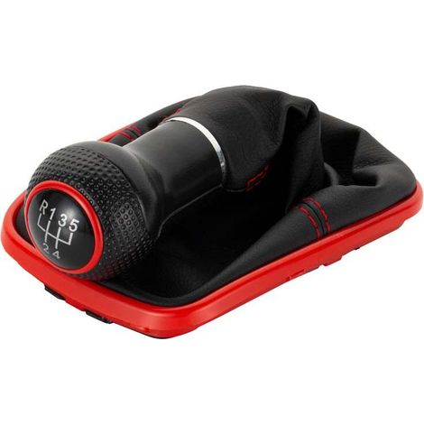 A253-4 Soufflet Levier de Vitesse Pommeau de Vitesse 12mm compatible avec VW Golf 4 IV Boite 5 avec Cadre Plug & Play Pièce de rechange pour 1J071113 Noir Rouge (1/4)