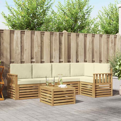 vidaXL Outdoor-Sofagarnitur 6 pcs Weiß und Creme 59 x 59 x 37 cm (1/5)
