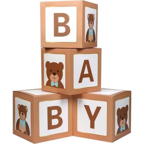 Boîte À Ballons - 4 Cubes En Papier Recyclable - Pour Décoration Baby Shower - Dimensions 30x30x30 Cm - Lot De 1 (1/4)