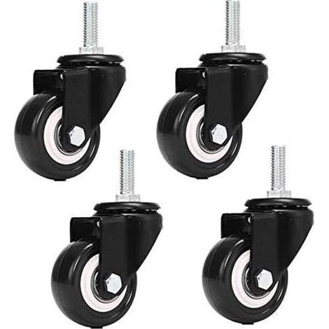 M8x25mm 4 pièces de support de charge 240 kg chariot roulette tournante PU meubles poudre remplacement (sans roulettes de frein). (1/4)