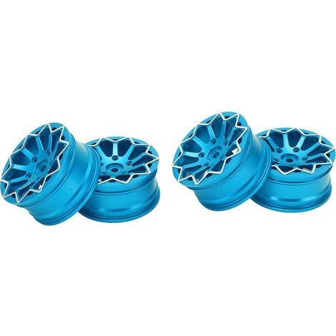 4 PCS Roues Jantes pour Voiture RC 1:10 Sport Universelle Résistante à l'Usure Haute Pression CNC Alliage Aluminium Bleu (1/5)