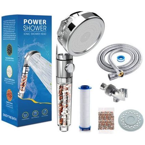Pommeau de douche filtré à main, filtre de douche pour économiser l'eau, aide la peau sèche et qui démange, élimine le chlore et le fluor, adoucisseur d'eau dure, installation facile (ensembl (1/5)