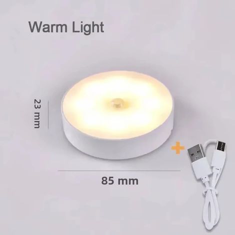 Lot de 2 veilleuses LED à capteur de mouvement magnétiques - Rechargeables par USB avec interrupteur marche/arrêt, Lumière de placard portative à piles pour cuisine, chambre et sous meuble (1/5)
