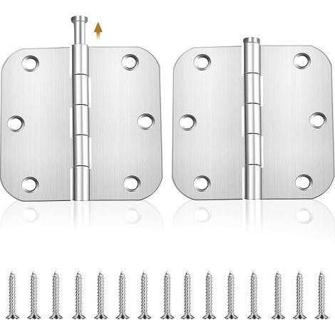 Set di 2 cerniere per porte in acciaio inox - Cuscinetti a sfera - Pieghevoli - Cerniera grande e robusta - Con viti - 7,6 cm x 7,6 cm - Regolabili - Per porte in legno - Cancello da giardino esterno (1/5)